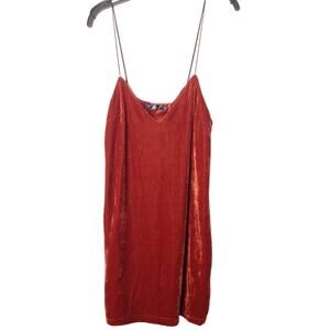 Missguided Velvet Shift Sleeveless Cami Dress Burnt Orange Size 4